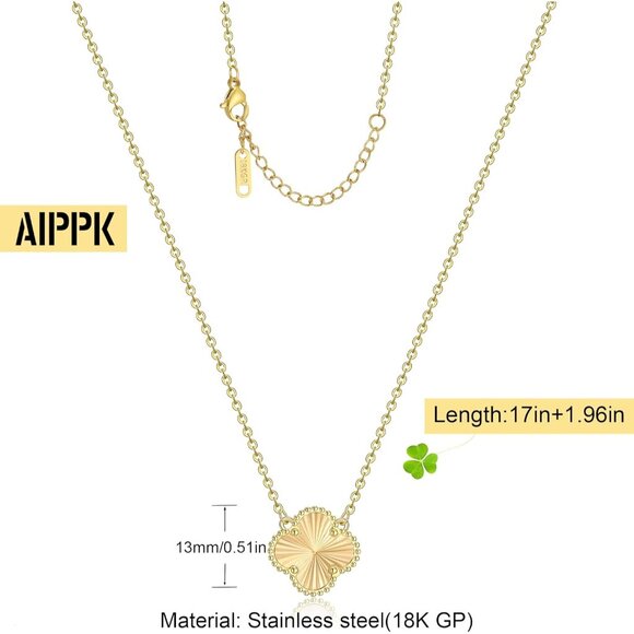 Clover Pendant Necklace for Women 18K Gold Plated Four Leaf Clover Necklaces Luc - Picture 2 of 7